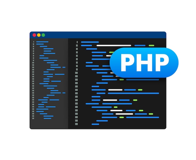 Vector php programmeertaal website ontwikkeling codering vector voorraad illustratie