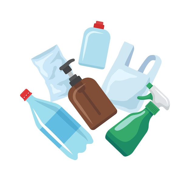 Vector plastic afval vectorillustratie