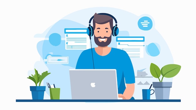 Vector professionele online ondersteuning en operatorontwerpvector