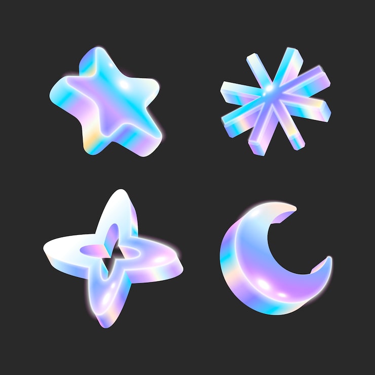 Realistic holographic 3d shapes collection element