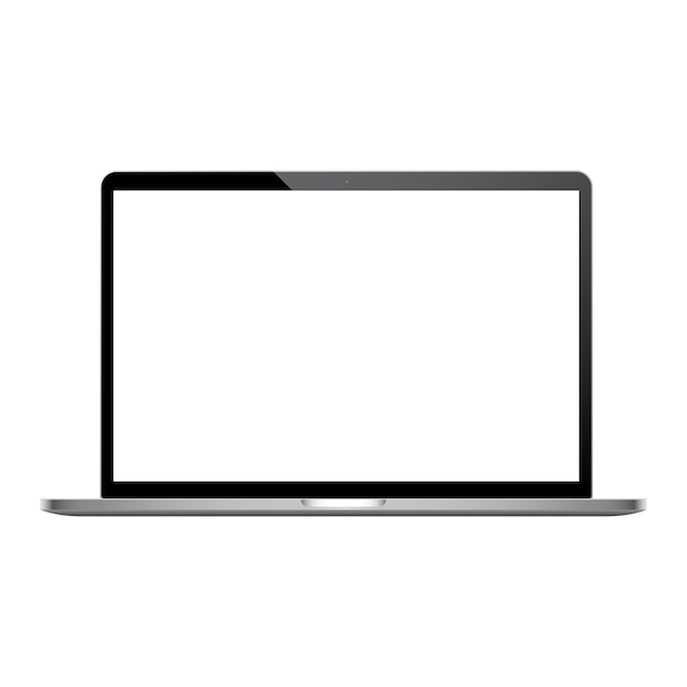 Vector realistische laptop met leeg wit scherm.
