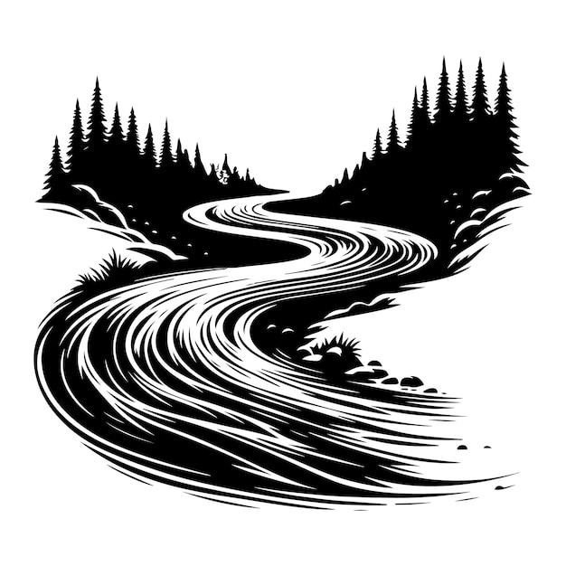 Vector rivier silhouet vector boot vector illustratie doodle vector