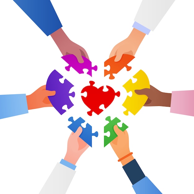 Vector samen werken om de puzzel te voltooien