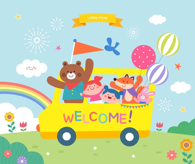 Vector 幼儿园的样本模板. 网络标语.