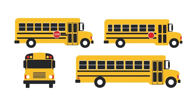Vector schoolbuscollectie in flat design