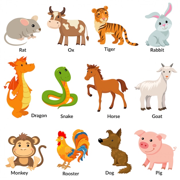 Vector set van chinese dierenriem dier.