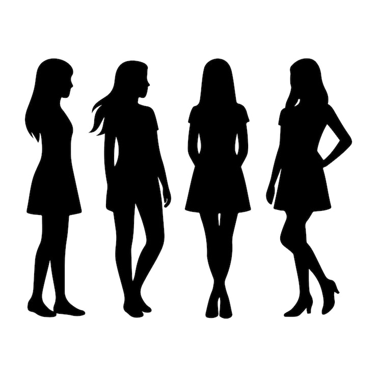 Vector 여러 가지 포즈 에 있는 여자 들 의 실루