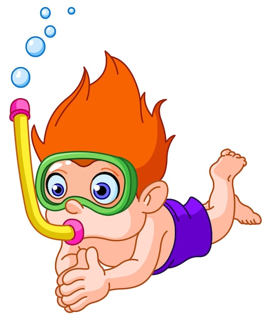 Vector snorkel jongen duiken