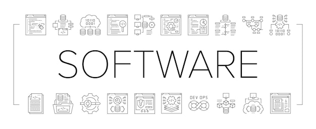 Vector software ingenieur computercode pictogrammen instellen vector