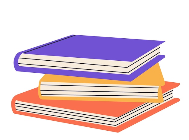 Вектор стопка книг в стиле каракулей изолированный вектор