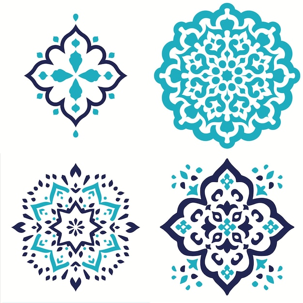Vector teal en navy mandala ontwerpen