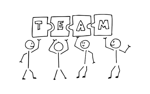 Vector team persoon doodle