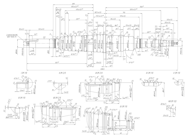 Vector technische tekening van componenten