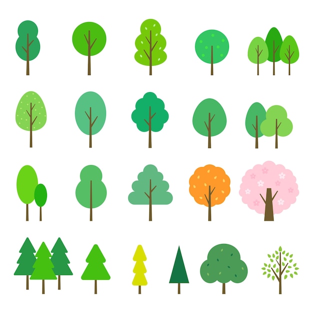 Vector 簡約圖標樹木插圖