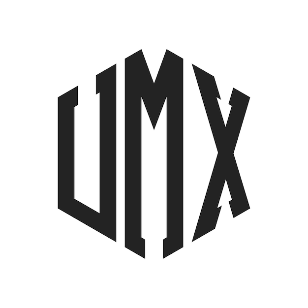 Vector umx 标志设计，首字母 umx 采用六边形图案的 monogram 标志