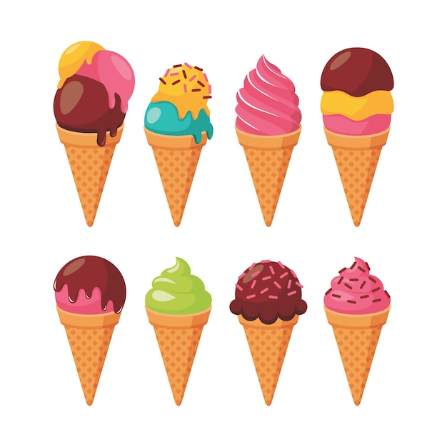 Vector vector set van ijs kegels