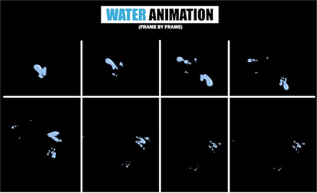 Vector 水のスプラッシュを示す水のアニメーションシーケンス