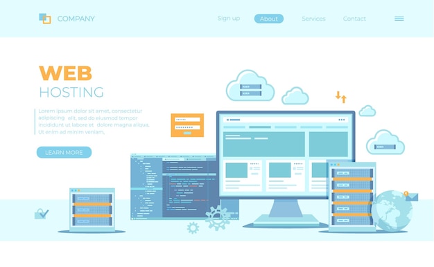 Vector webhosting data security loud computing opslag informatieverwerking database hosting server