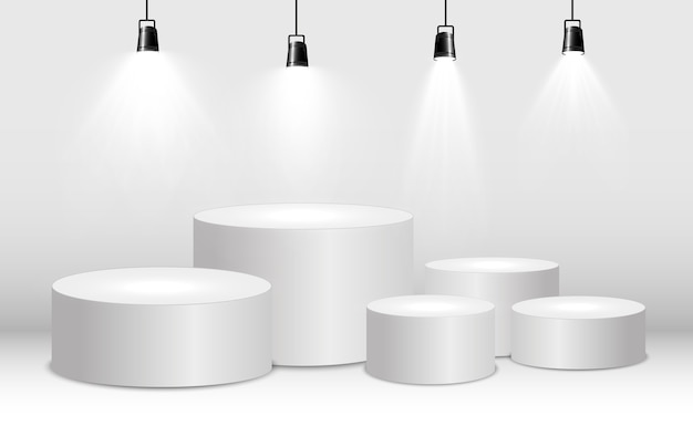Vector wit podium of platform met schijnwerpers.