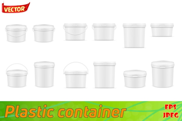Vector witte plastic emmer vectorillustratie