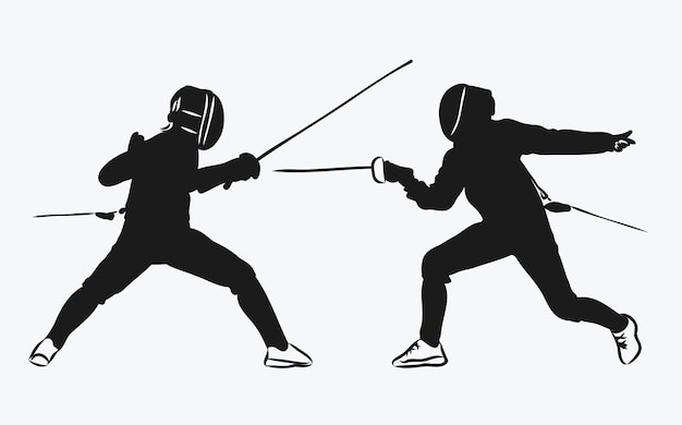 Vector zwart silhouet van schermcompetitie