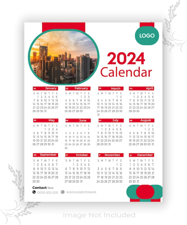 Vektör 2024 takvim şablonu