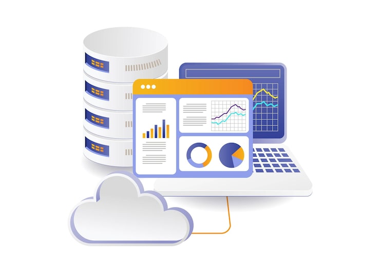 Vektor analyse af cloud servere hosting computer data