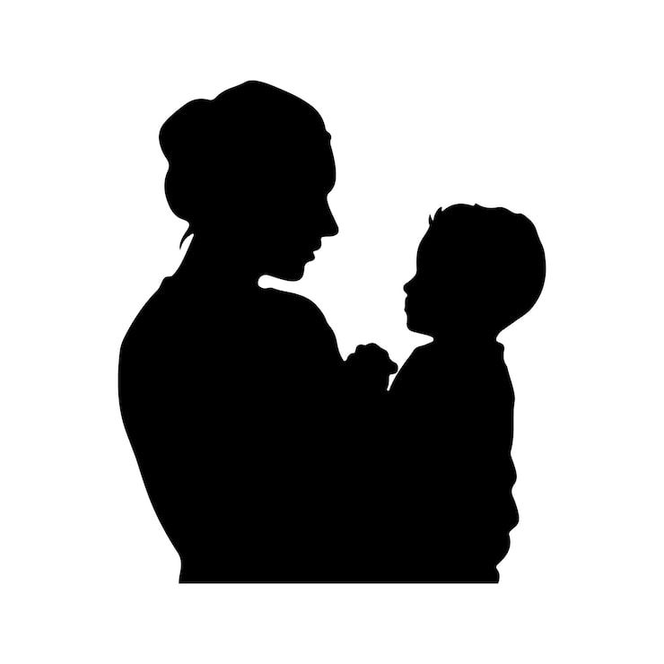 Vektör anne ve çocuk siluet resmi