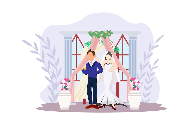 Vektor bryllupspar flad illustration design