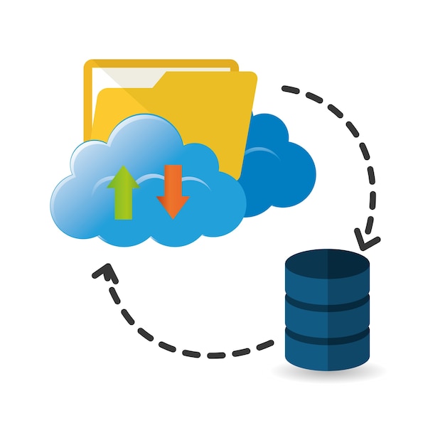 Vektor cloud computing fil web hosting design