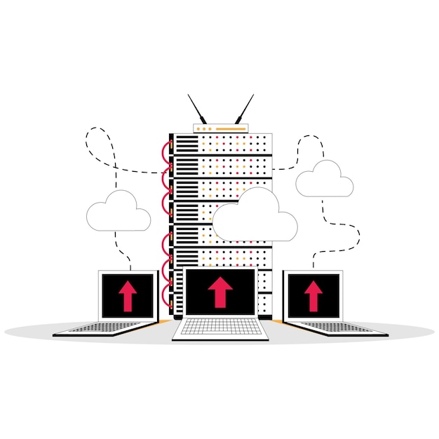 Vektor cloud computing og dataoverførsel til serverinfrastruktur