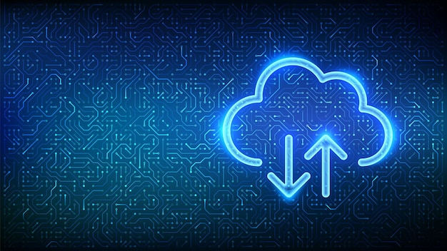 Vektor cloud ikon sikker cloud storage cloud computing service database storage circuit board pattern