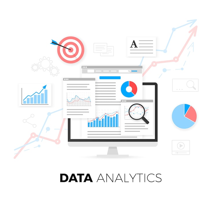 Vektor dataanalyseinformation og statistik for webudviklingswebsted.