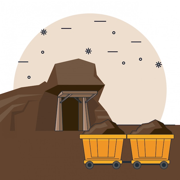 Vektor diamonds mining cartoons