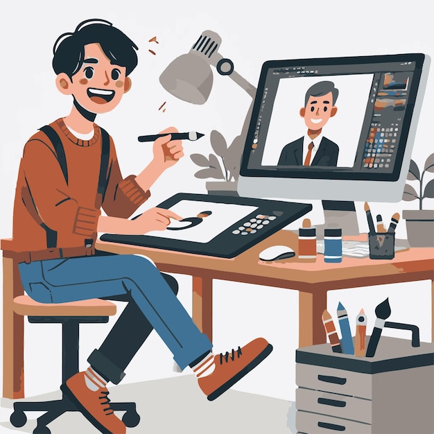 Vektor digital kunstner på arbejde