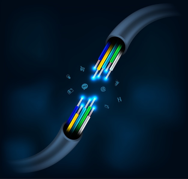 Vektor fiberoptisk forbindelse til virksomhedskommunikation.