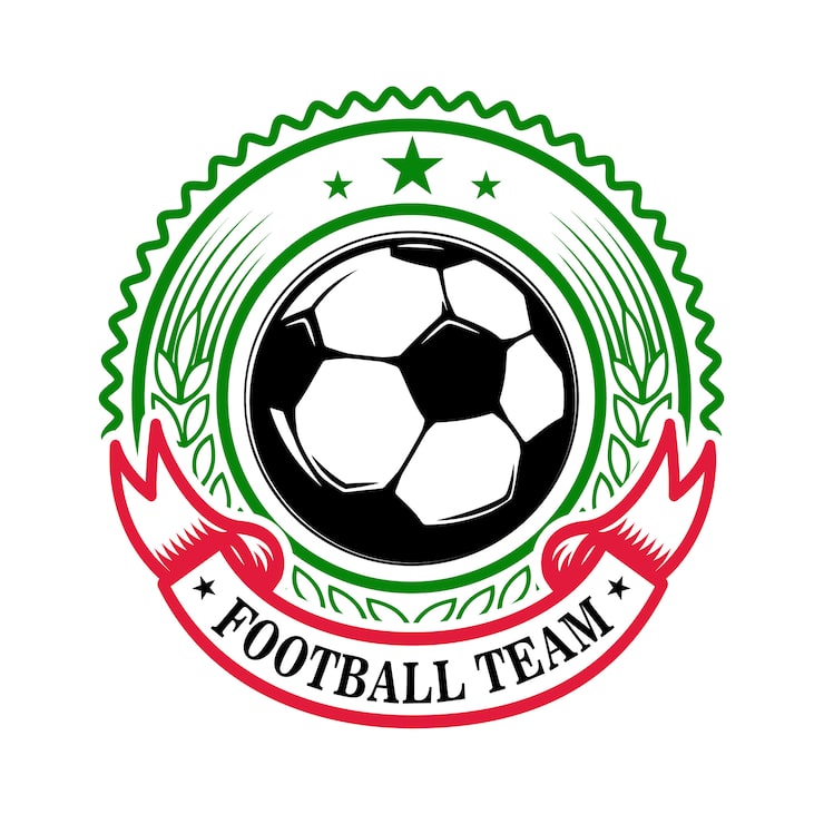 Vektor fodboldhold. emblem skabelon med fodbold. element til logo, label, skilt, badge. illustration
