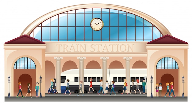 Vektor folk på togstation
