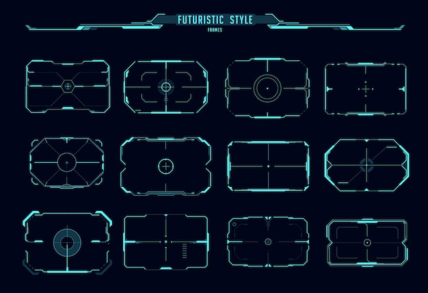 Vektor hud sigte kontrol rammer, sci fi spil ui interface