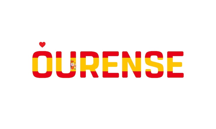 Vektör kalpli ve i̇spanyol bayrağı renklerinde ourense logosu.