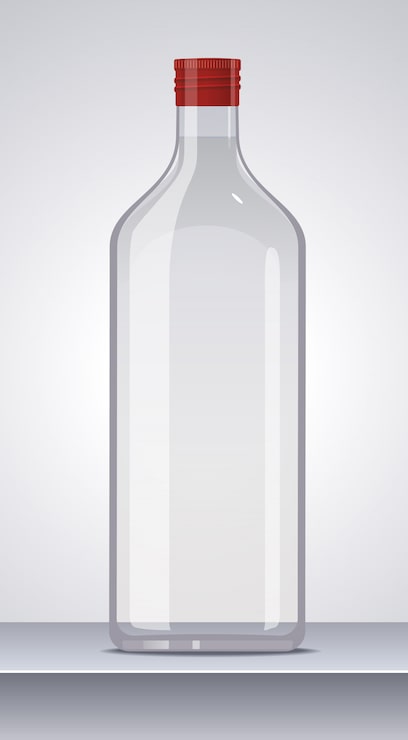 Vektör kırmızı kapaklı votka şişesi