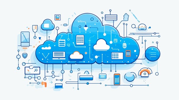 Vektor moderne cloud computing technology connection icon vector illustration
