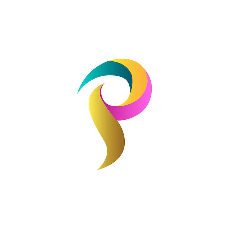 Vektor p logotyp och vattendroppsdesign kombination färgstark logotyp