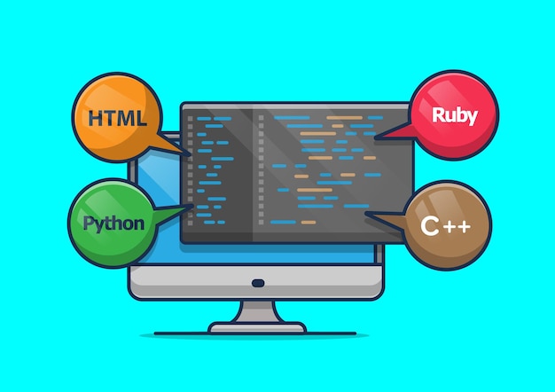 Vektor programmering på computer illustration