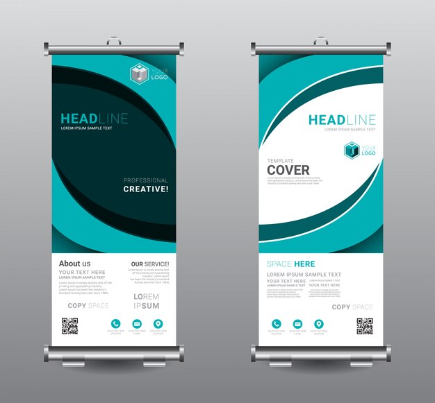 Vektor rollup-banner, affärsmall design.