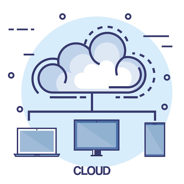 Vektor sæt med flade ikoner for cloud computing