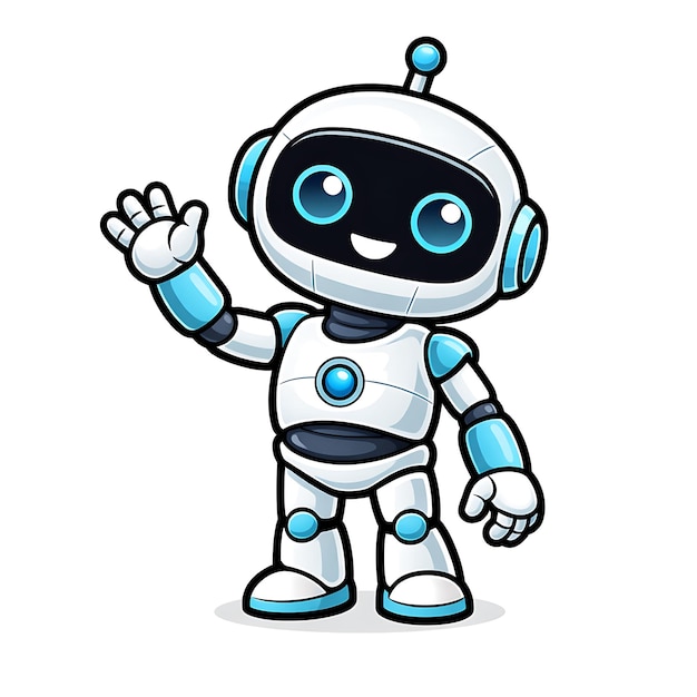 Vektor sød, venlig robot, der vinker