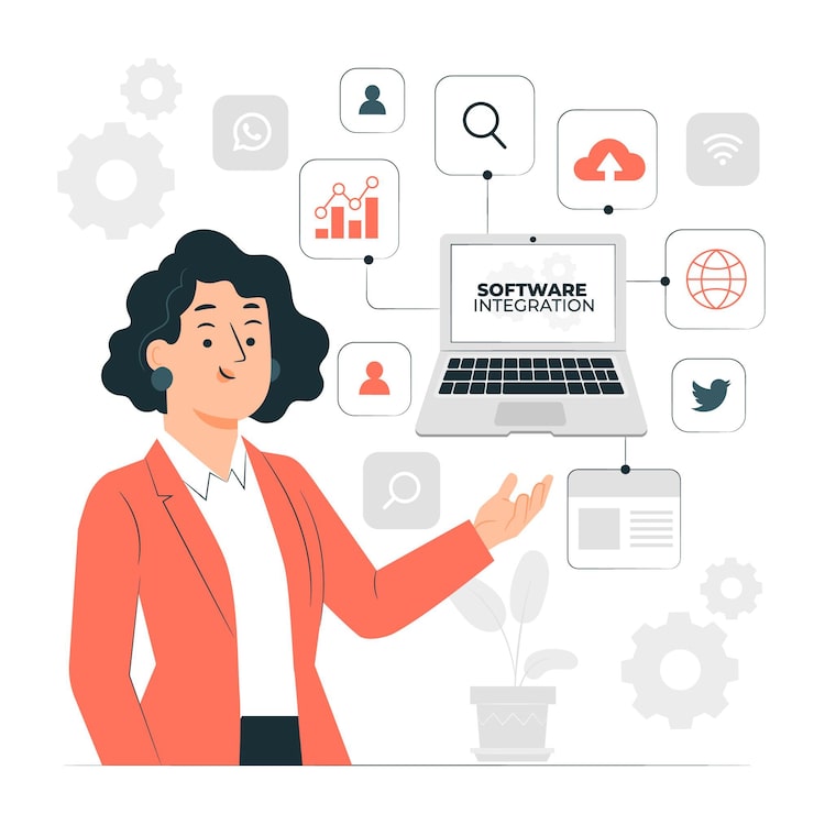 Vektor software integration koncept illustration