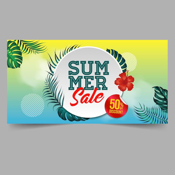Vektor sommerudsalgsbanner med blade