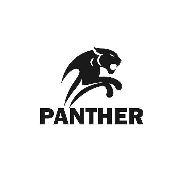 Vektor sort silhuet panter logo